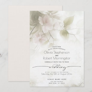 Convite CASAMENTO Flores de Árvore de Pêssego Rosa Bege