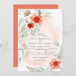 Convite Casamento | Flores De Escarlate Com Aquarelas