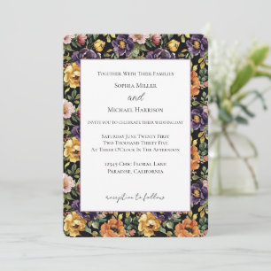 Convite Casamento Flores Laranja Rosa Amarelo Roxo
