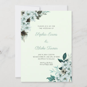 Convite Casamento Flores Verde Rústico Boho Luz Verde