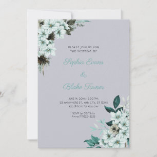 Convite Casamento Flores Verde Rústico Boho Nuvem Cinza