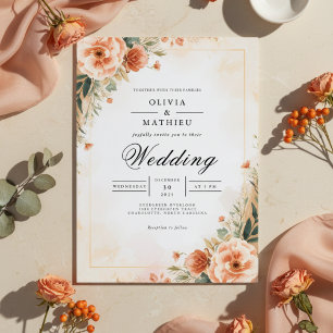 Convite Casamento florescente de Peach Blossom