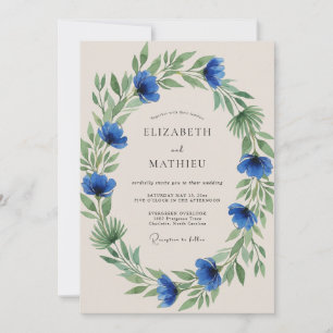 Convite Casamento Florescer Azul Verdejante