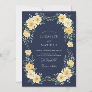 Convite Casamento Florescer com Flor de Ouro da Marinha