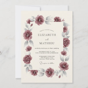 Convite Casamento Florescer Marrom-Vermelho