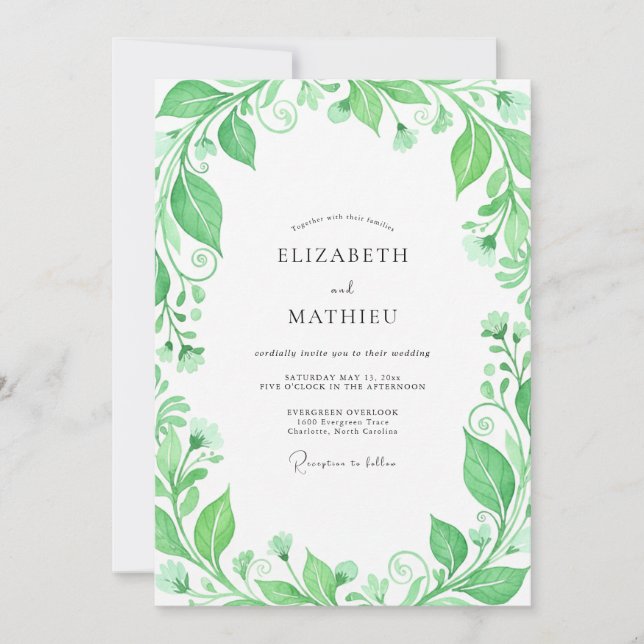 Convite Casamento Florescer Orgânico Esmeralda (Frente)