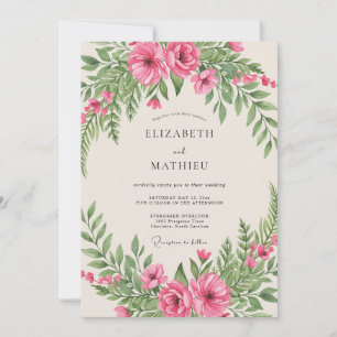 Convite Casamento Floresta com Samambaia Rosa