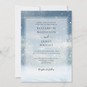 Convite Casamento Floresta de Neve de Inverno