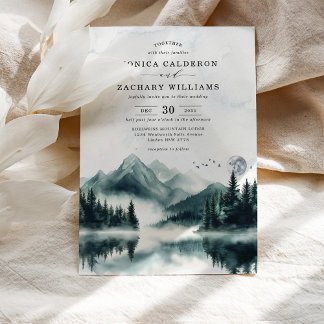 Convite Casamento Floresta de Pinheiro da Montanha Misty W