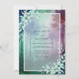 Convite Casamento Floresta Eucalipto Roxo Azul
