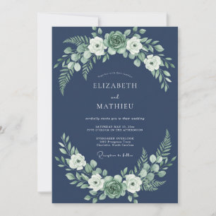 Convite Casamento Floresta Exuberante Azul Marinho