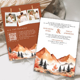 Convite Casamento Floresta Montanha Terracota Código QR Fo