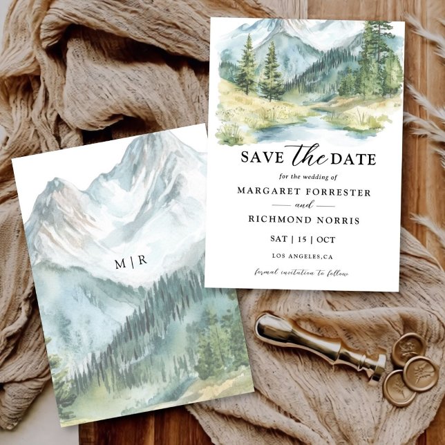 Convite Casamento Floresta Montanhesa Boho Rústico Salvar  (Criador carregado)