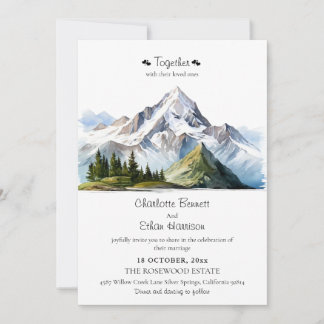 Convite Casamento Floresta Montanhosa Rústica Árvore Verde