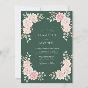 Convite Casamento Floresta Peônia Blush