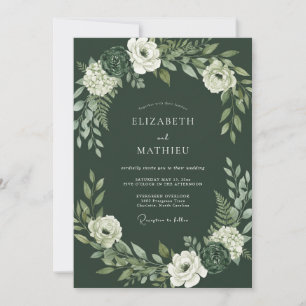 Convite Casamento Floresta Refinada Verde Musgo