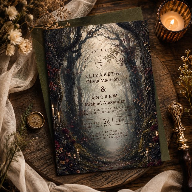 Convite Casamento Floresta Sombria Gótica (Criador carregado)