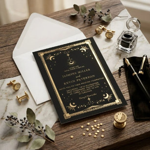 Convite Casamento Floresta Verde Estrela Lua Mística Celes