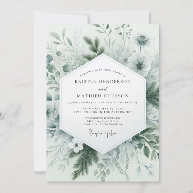 Convite Casamento Floresta Verde Musgo (Frente)