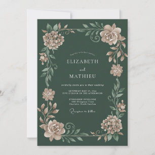Convite Casamento Floresta Verde Poeira em Flor