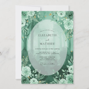 Convite Casamento Florestal Atmosférico Verde Esmeralda