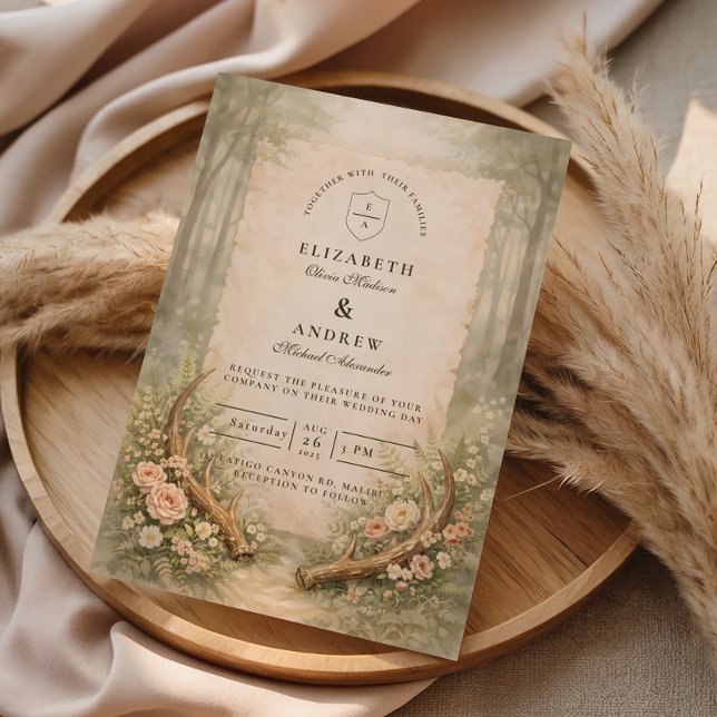 Convite Casamento Florestal com Galhadas (Criador carregado)