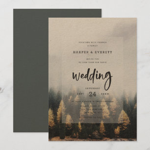 Convite Casamento Florestal de Árvores de Pinheiro Rústico