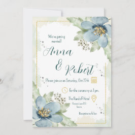 Convite Casamento Florestal De Esquecer-Me-Não-Aquarela