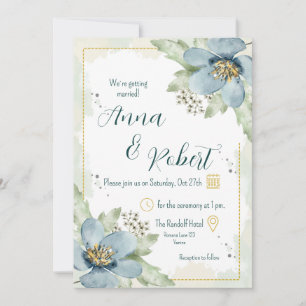 Convite Casamento Florestal De Esquecer-Me-Não-Aquarela