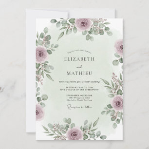 Convite Casamento Florestal Elegante em Bege Rosa