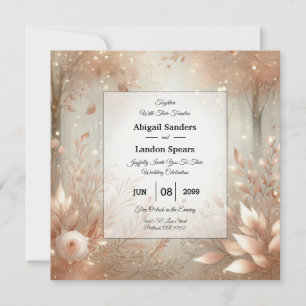 Convite Casamento Florestal Encantado de ouro Rosewood