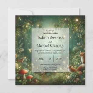Convite Casamento Florestal Encantado Emerald Green