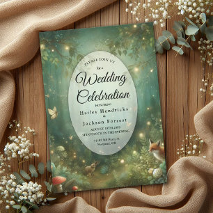 Convite Casamento Florestal Encantado Emerald Green