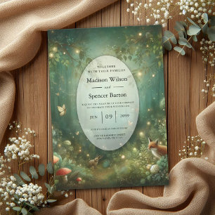 Convite Casamento Florestal Encantado Emerald Green