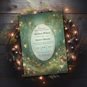 Convite Casamento Florestal Encantado Emerald Green