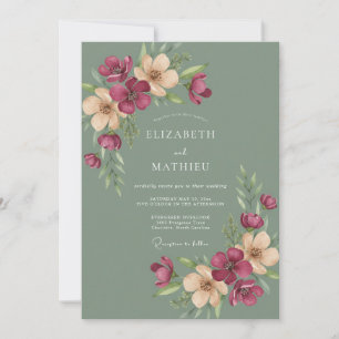 Convite Casamento Florestal Mal-humorado em Verde Sálvia