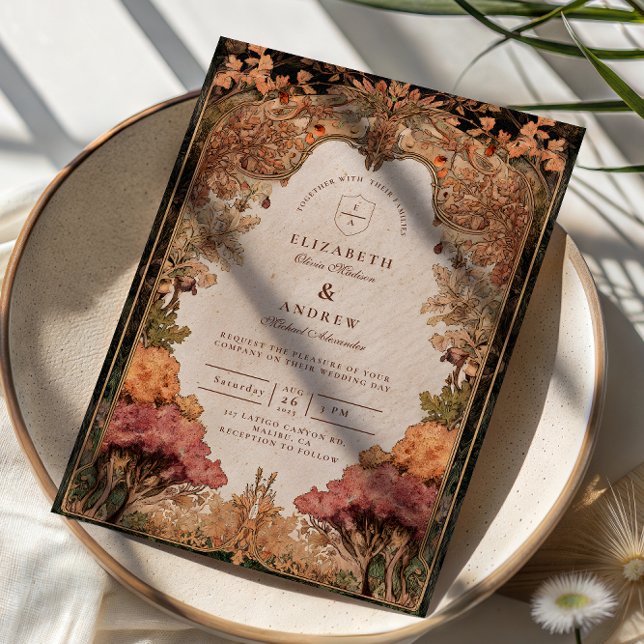 Convite Casamento Florestal Outonal Vintage (Criador carregado)