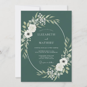 Convite Casamento Florestal Verde Elegante
