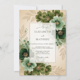 Convite Casamento Florestal Verde Vintage na Floresta
