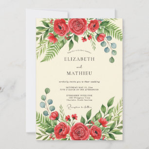 Convite Casamento Florestal Vermelho Deslumbrante