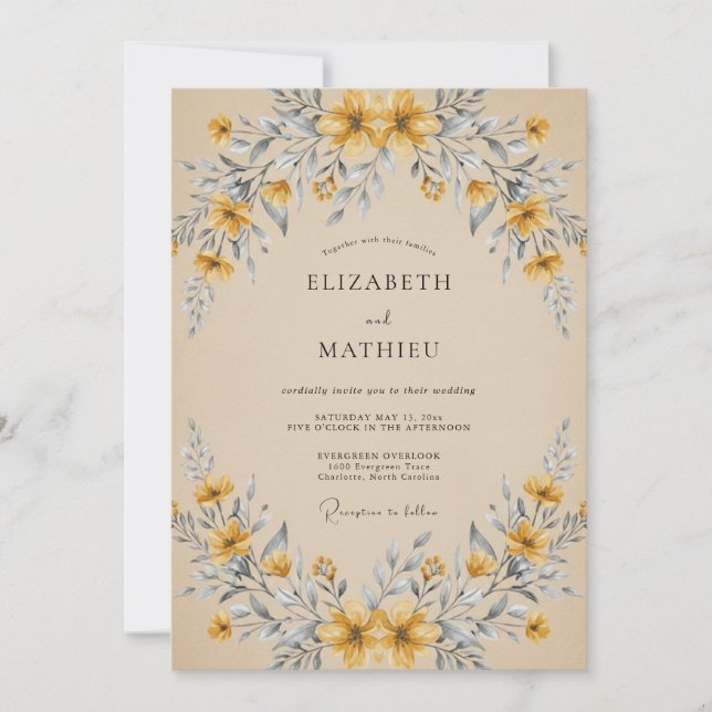 Convite Casamento Florestal Vintage Marrom (Frente)