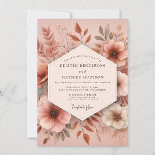 Convite Casamento Florido Boho Terracota