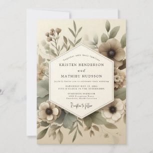 Convite Casamento Florido Bosque Terroso