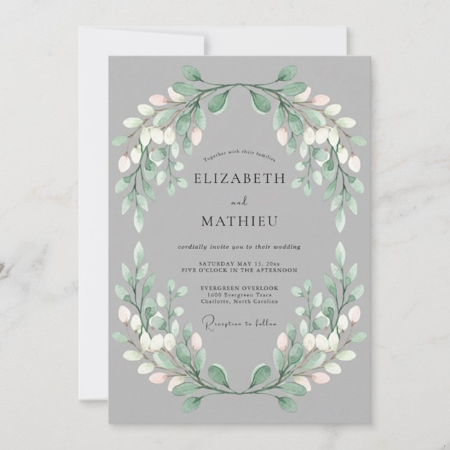 Convite Casamento Florido de Sage Verdant (Frente)
