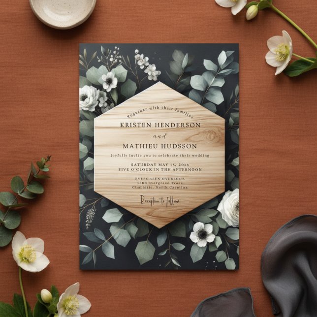 Convite Casamento Florido de Sage Woodland (Criador carregado)