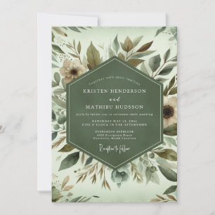 Convite Casamento Florido de Sage Woodland