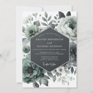 Convite Casamento Florido e Sombrio Ash Green