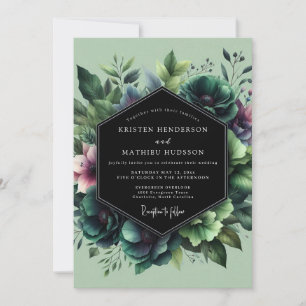Convite Casamento Florido Esmeralda Moody