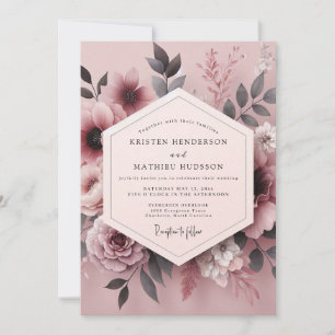 Convite Casamento Florido Fumaça Malva
