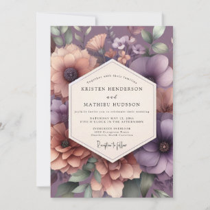 Convite Casamento Florido Malva Sombrio
